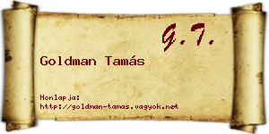 Goldman Tamás névjegykártya